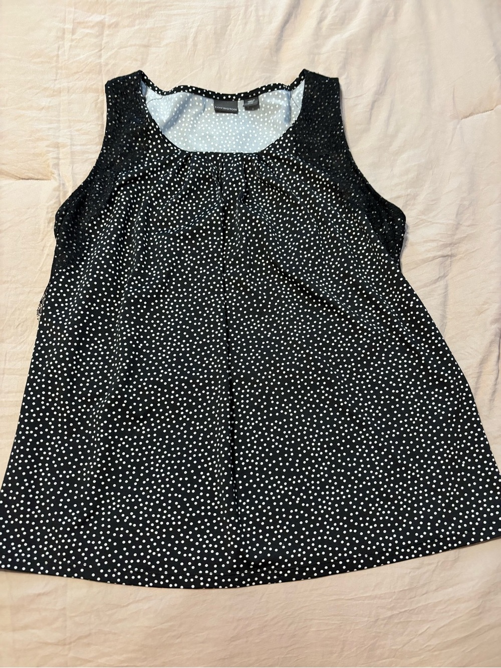 Covington Black Polka Dot Sleeveless Top - Classic Women's Tank - XL